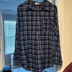 Pink Lily Plaid Button Up